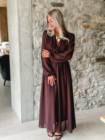 Robe longue Odéline - Chocolat