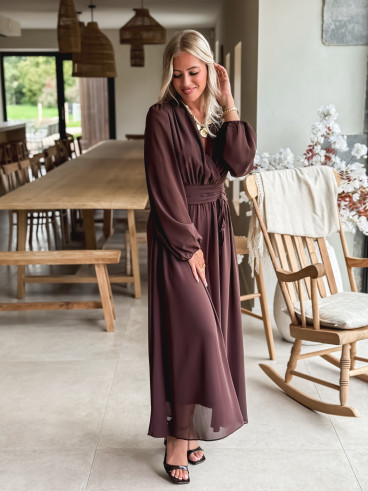 Robe longue Odéline - Chocolat