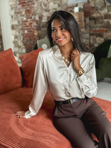 Chemise satinée Nawele - Beige