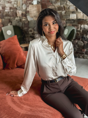 Chemise satinée Nawele - Beige