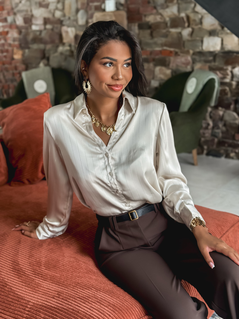 Chemise satinée Nawele - Beige