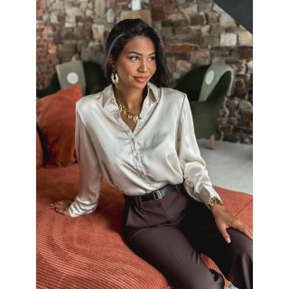 Chemise satinée Nawele - Beige