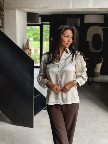 Chemise satinée Nawele - Beige
