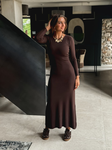 Robe longue Typhène - Chocolat