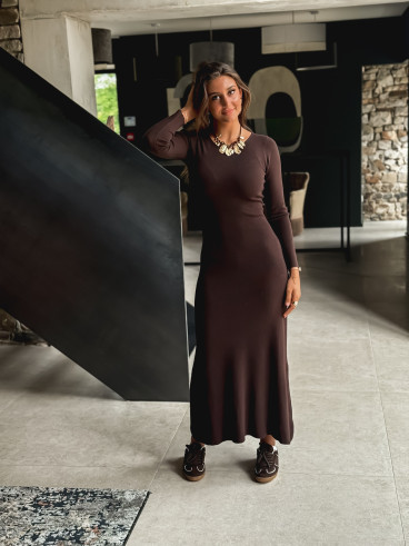 Robe longue Typhène - Chocolat