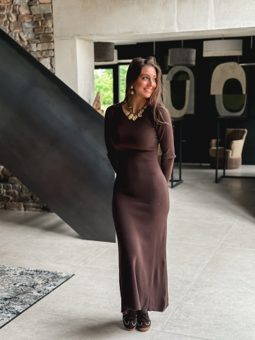 Robe longue Typhène - Chocolat