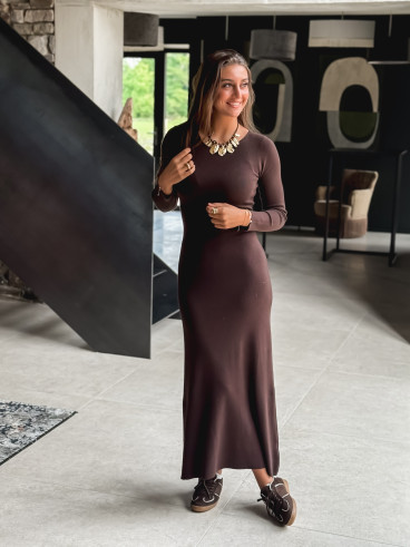 Robe longue Typhène - Chocolat