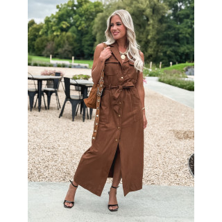 Robe longue en suédine Thess - Camel