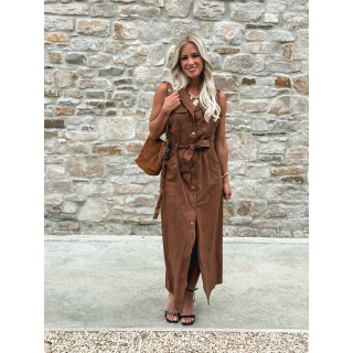 Robe longue en suédine Thess - Camel