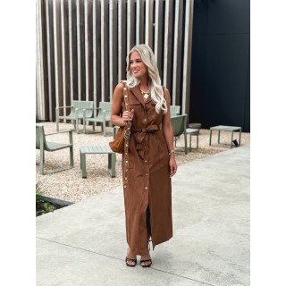Robe longue en suédine Thess - Camel
