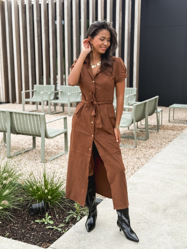 Robe longue en suédine Tabata - Camel