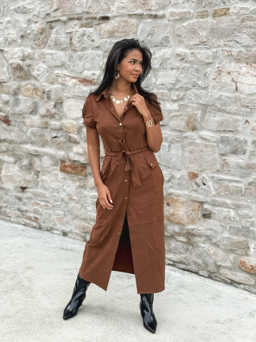 Robe longue en suédine Tabata - Camel