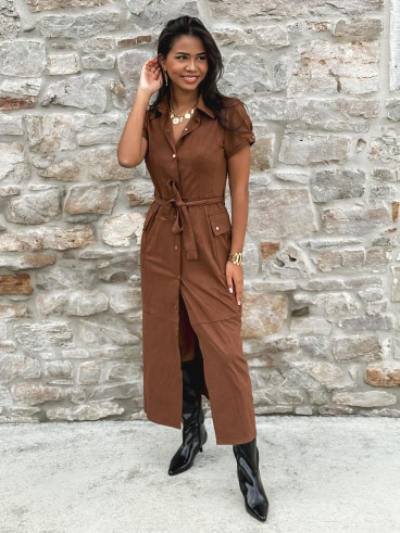 Robe longue en suédine Tabata - Camel