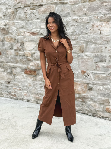 Robe longue en suédine Tabata - Camel