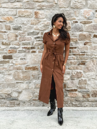 Robe longue en suédine Tabata - Camel