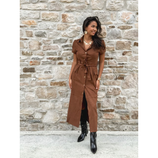 Robe longue en suédine Tabata - Camel