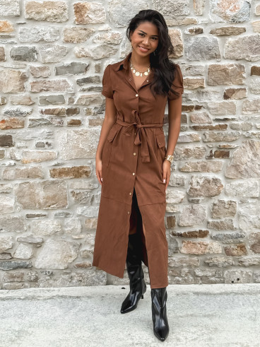 Robe longue en suédine Tabata - Camel