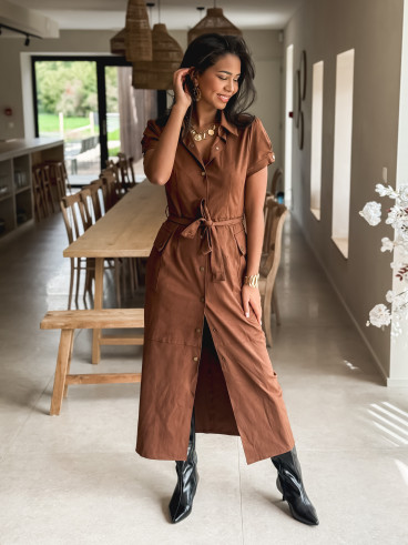 Robe longue en suédine Tabata - Camel