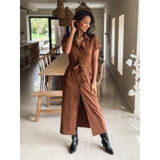 Robe longue en suédine Tabata - Camel