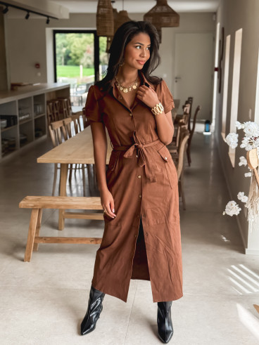 Robe longue en suédine Tabata - Camel