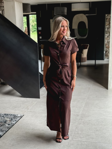 Robe longue en suédine Tabata - Chocolat