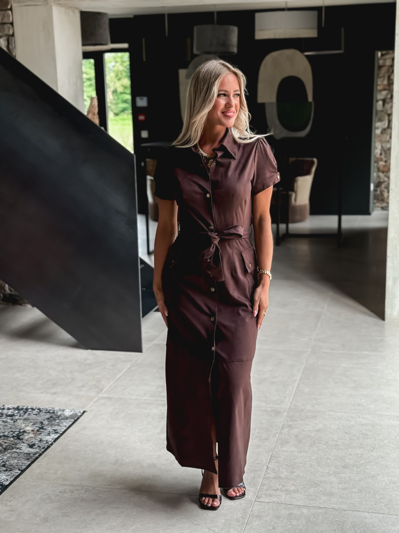 Robe longue en suédine Tabata - Chocolat