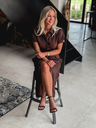 Robe longue en suédine Tabata - Chocolat