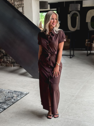 Robe longue en suédine Tabata - Chocolat