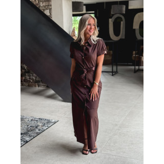 Robe longue en suédine Tabata - Chocolat