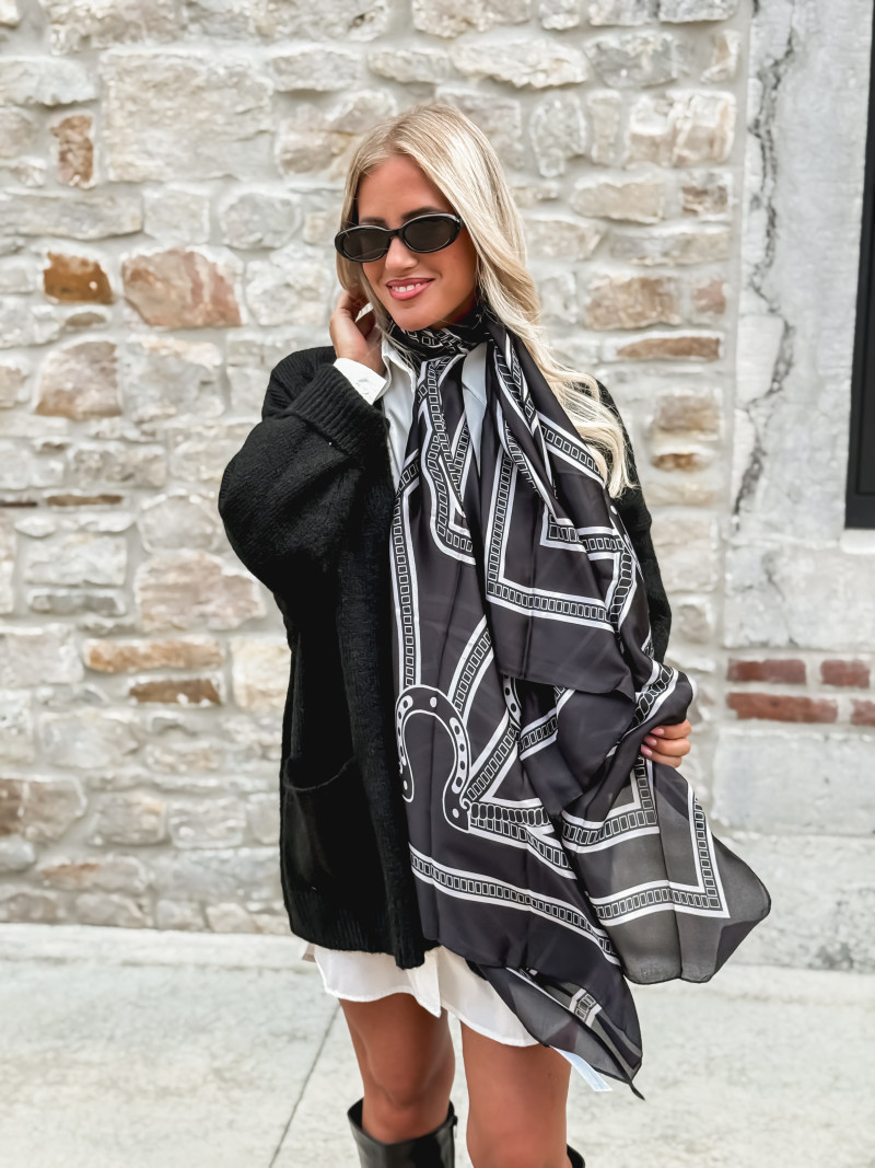 Foulard à motifs Vanessa - Noir