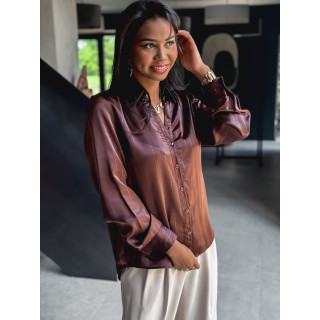 Chemise satinée Nawele - Chocolat