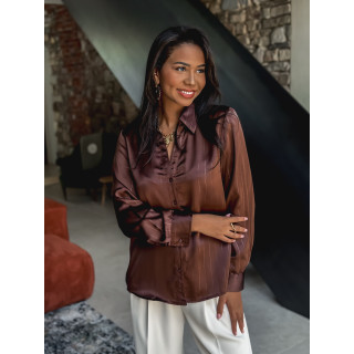 Chemise satinée Nawele - Chocolat