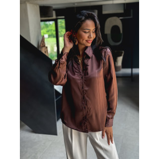 Chemise satinée Nawele - Chocolat