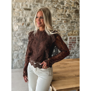 Blouse en dentelle Taëlyne - Chocolat