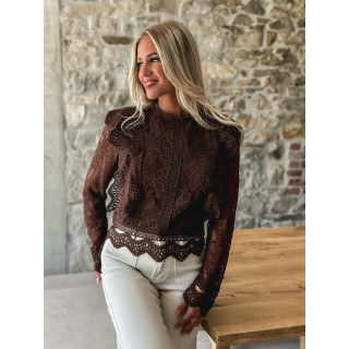 Blouse en dentelle Taëlyne - Chocolat