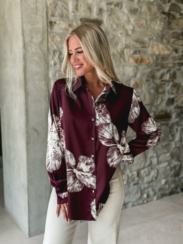 Chemise à motifs Floraline - Bordeaux