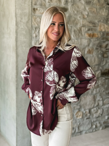 Chemise à motifs Floraline - Bordeaux