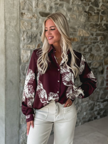 Chemise à motifs Floraline - Bordeaux