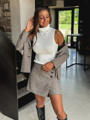 Jupe short Fionolla - Beige/Chocolat