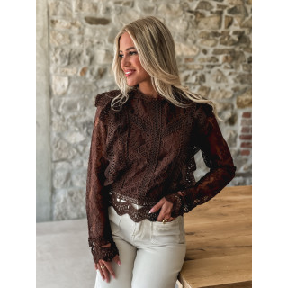 Blouse en dentelle Taëlyne - Chocolat