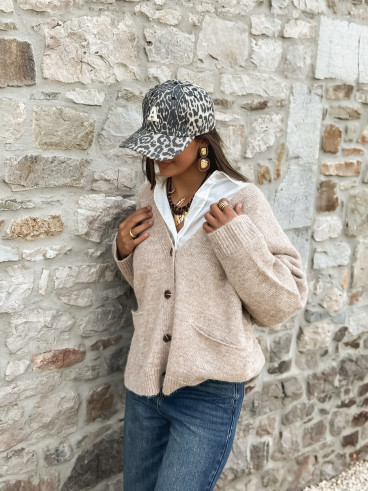 Casquette Léopard Humberta - Beige/Noir