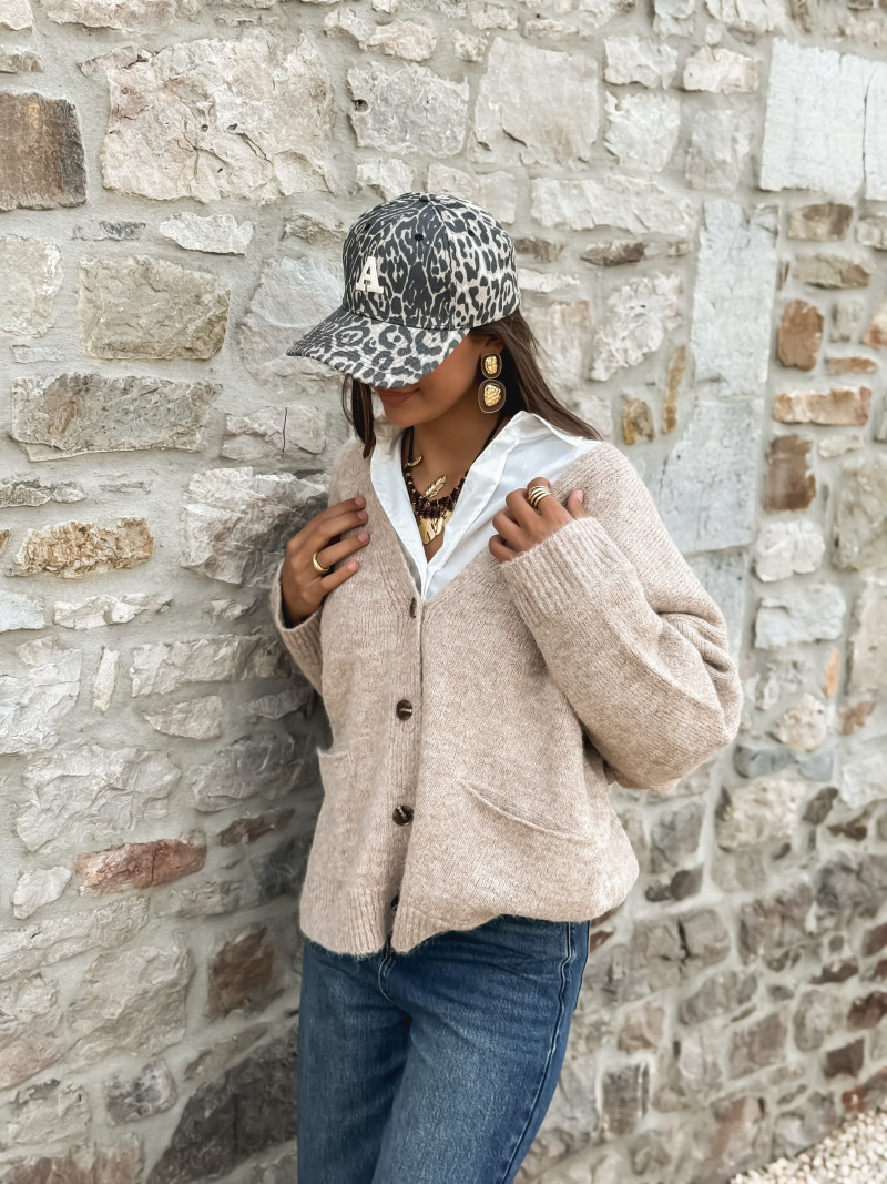 Casquette Léopard Humberta - Beige/Noir
