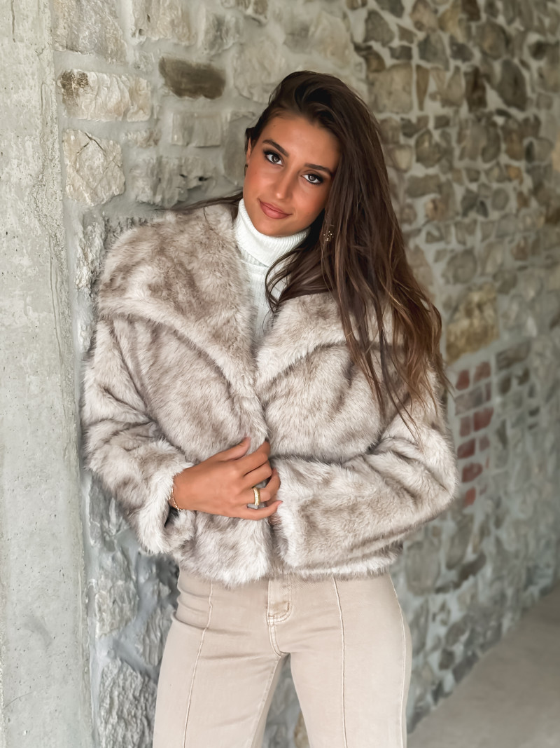 Veste en fausse fourrure Zéliana - Greige