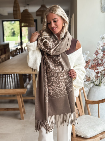 Echarpe à motifs Lidya - Taupe