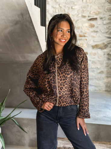 Veste léopard Dounia - Camel/Noir