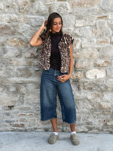 Gilet Léopard Adaya - Beige/Chocolat