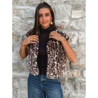 Gilet Léopard Adaya - Beige/Chocolat