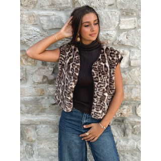 Gilet Léopard Adaya - Beige/Chocolat
