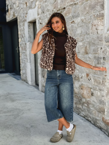 Gilet Léopard Adaya - Beige/Chocolat