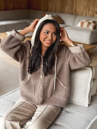 Veste en teddy Esra - Taupe